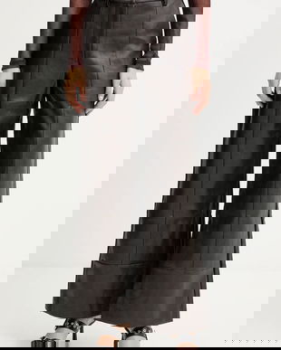 Bardot pantaloni culoarea maro, lat, high waist, 58936PB3