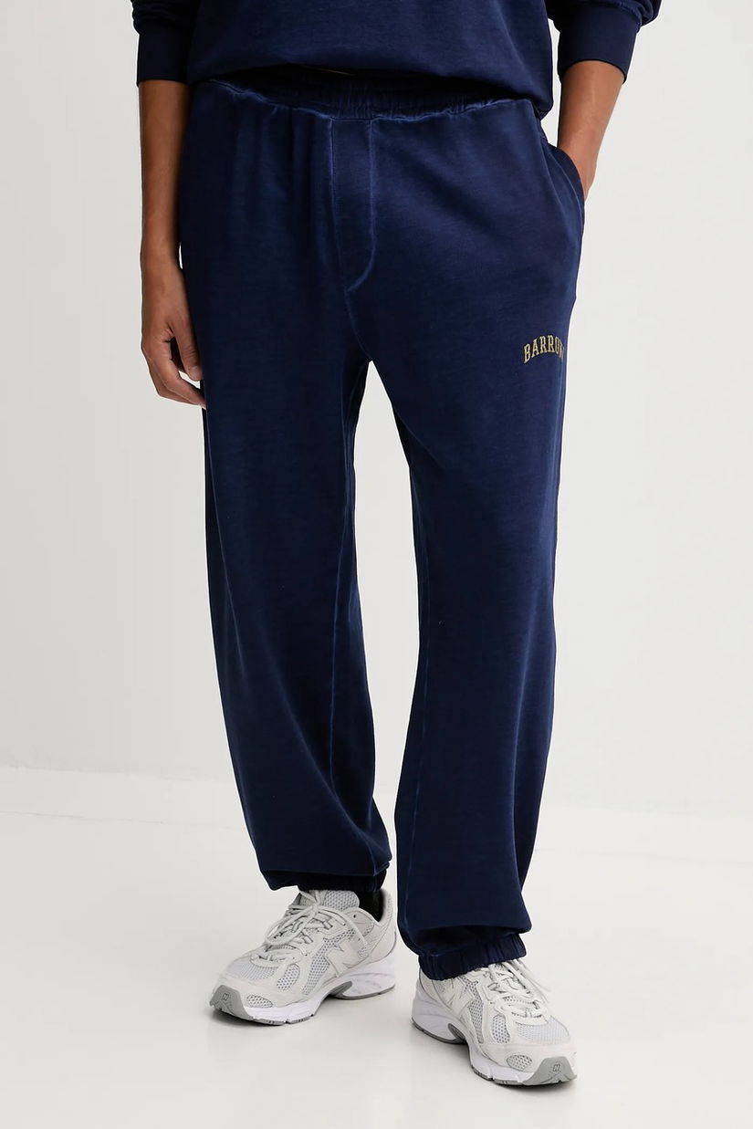 Barrow pantaloni de trening din bumbac culoarea bleumarin, cu imprimeu, F5BWUAFP028