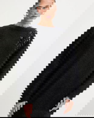 Blugirl Blumarine rochie din amestec de lână culoarea negru, mini, oversize, RF5151.MS037