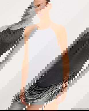 Diesel rochie D-IREN culoarea gri, mini, mulată, A18565.0JLBU