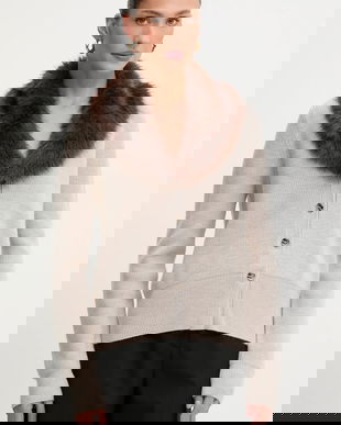 Blugirl Blumarine cardigan din lână culoarea bej, RF5050.MA500