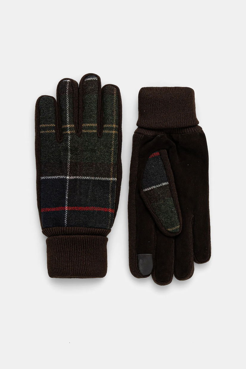 Barbour mănuși cu lână Hackney Tartan culoarea verde, MGL0144