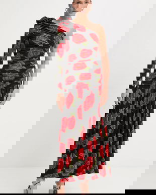 Farm Rio rochie culoarea negru, maxi, evazați, 340026