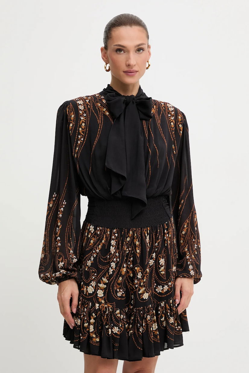 Farm Rio rochie culoarea negru, mini, evazați, 339815