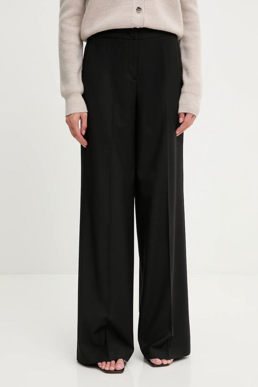 Blugirl Blumarine pantaloni cu lână culoarea negru, lat, high waist, RF5267.T207A