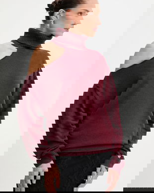 Aniye By pulover de lână culoarea bordo, cu guler, 181037