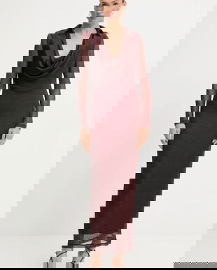 Bardot rochie culoarea bordo, maxi, mulată, 59613DB1