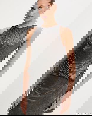 Diesel rochie D-KARAM culoarea auriu, mini, mulată, A18560.0NKCU