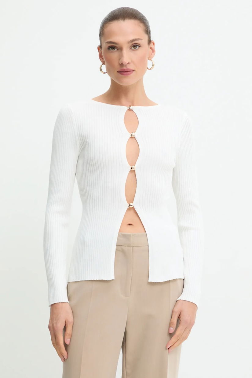 Bardot cardigan culoarea alb, light, 59799TB