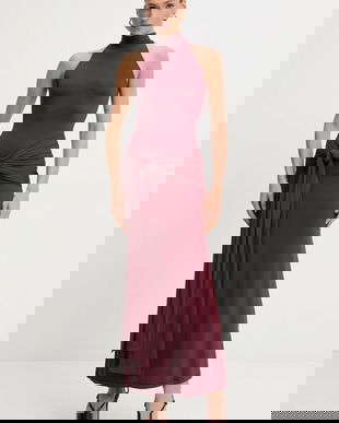 Bardot rochie culoarea bordo, maxi, mulată, 60102DB