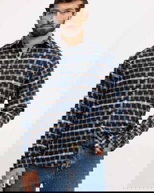 Lindbergh cămașă din bumbac culoarea bleumarin, cu guler clasic, relaxed, 30-203792