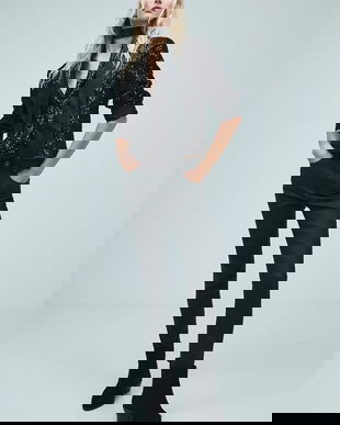 Medicine pantaloni culoarea negru, mulata, medium waist