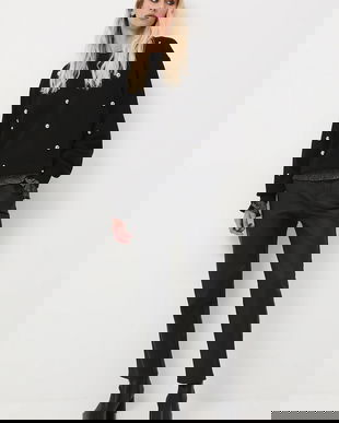 Medicine pantaloni culoarea negru, fason chinos, medium waist