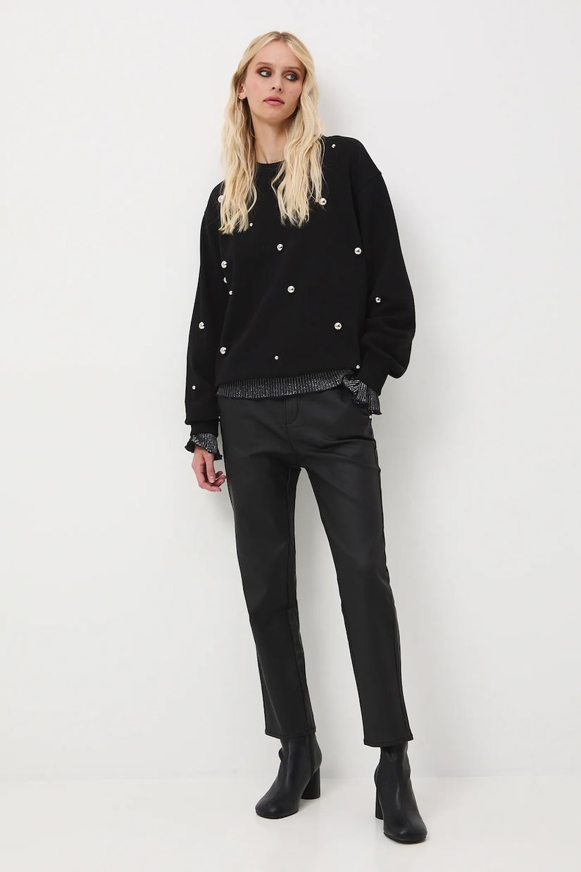 Medicine pantaloni culoarea negru, fason chinos, medium waist