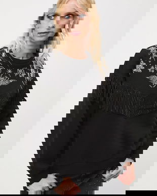 Medicine bluza culoarea negru, cu imprimeu