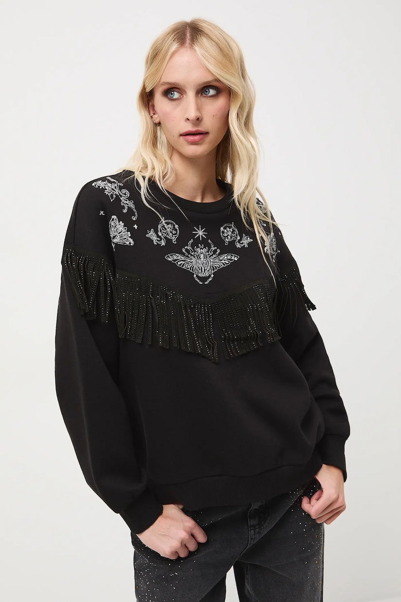 Medicine bluza culoarea negru, cu imprimeu