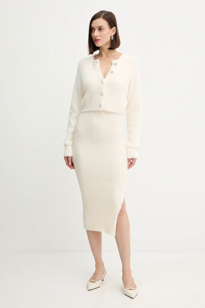 Morgan rochie și cardigan culoarea bej, midi, mulată, RMORILO