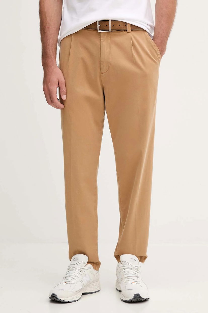 BOSS pantaloni culoarea bleumarin, mulată, 50546894
