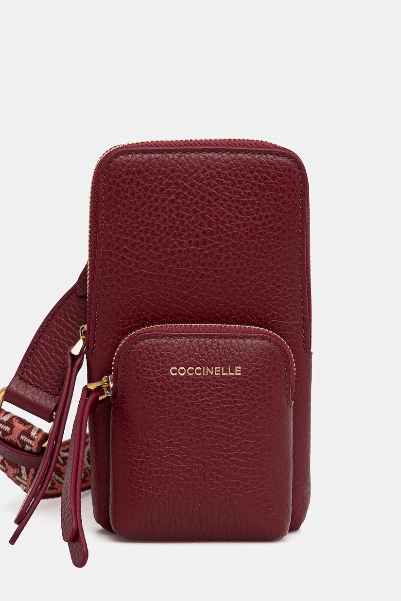 Coccinelle husa din piele pentru telefon culoarea roz