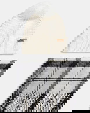 Barbour pălărie și eșarfă culoarea bej, LGS0054