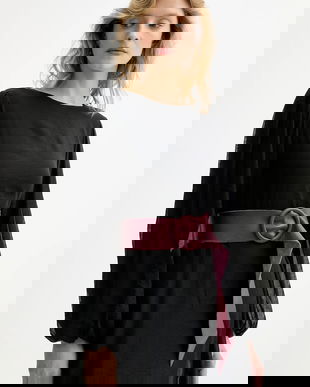 Answear.LAB curea de piele culoarea bordo