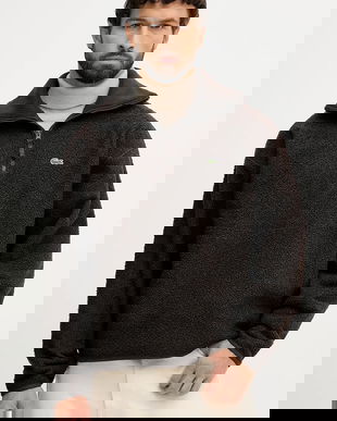 Lacoste hanorac fleece culoarea maro, uni, SH5500