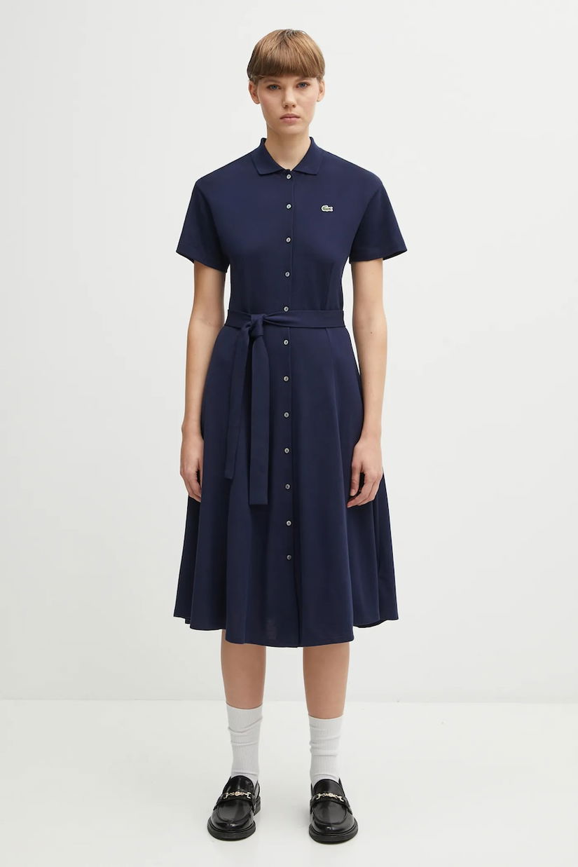 Lacoste rochie din bumbac culoarea bleumarin, mini, evazată, EF9621