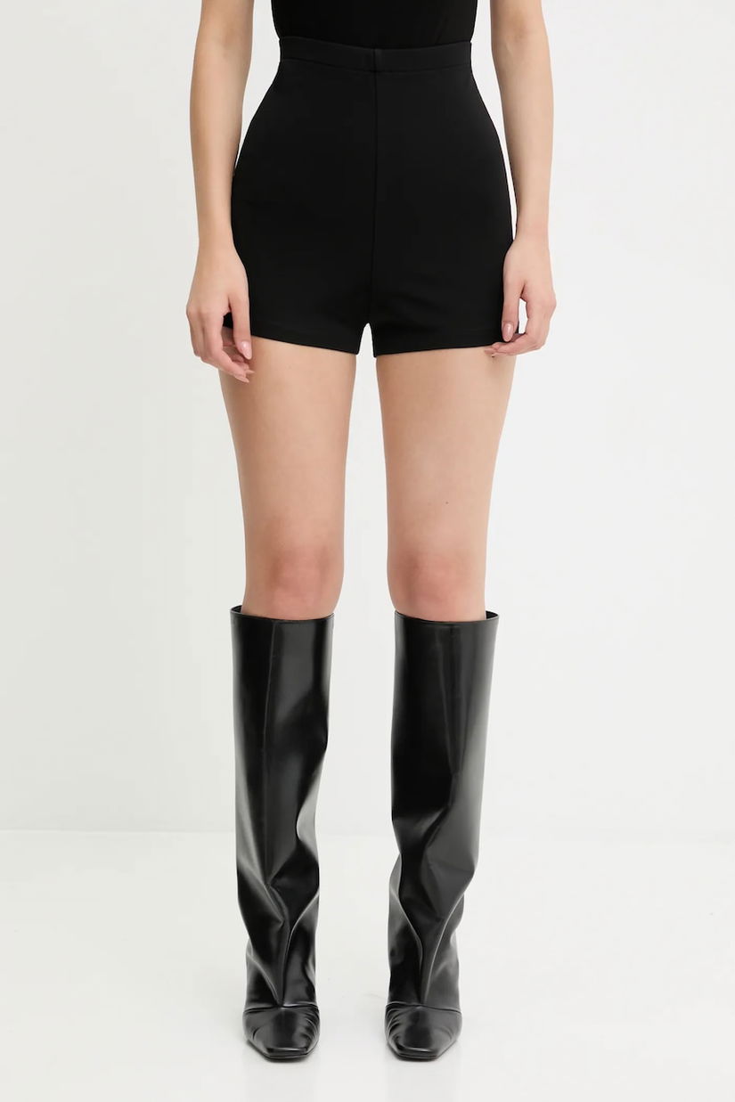Rick Owens Lilies pantaloni scurti Dirt Bolan Cut Off culoarea negru, uni, high waist, LI02E3394.JCVS
