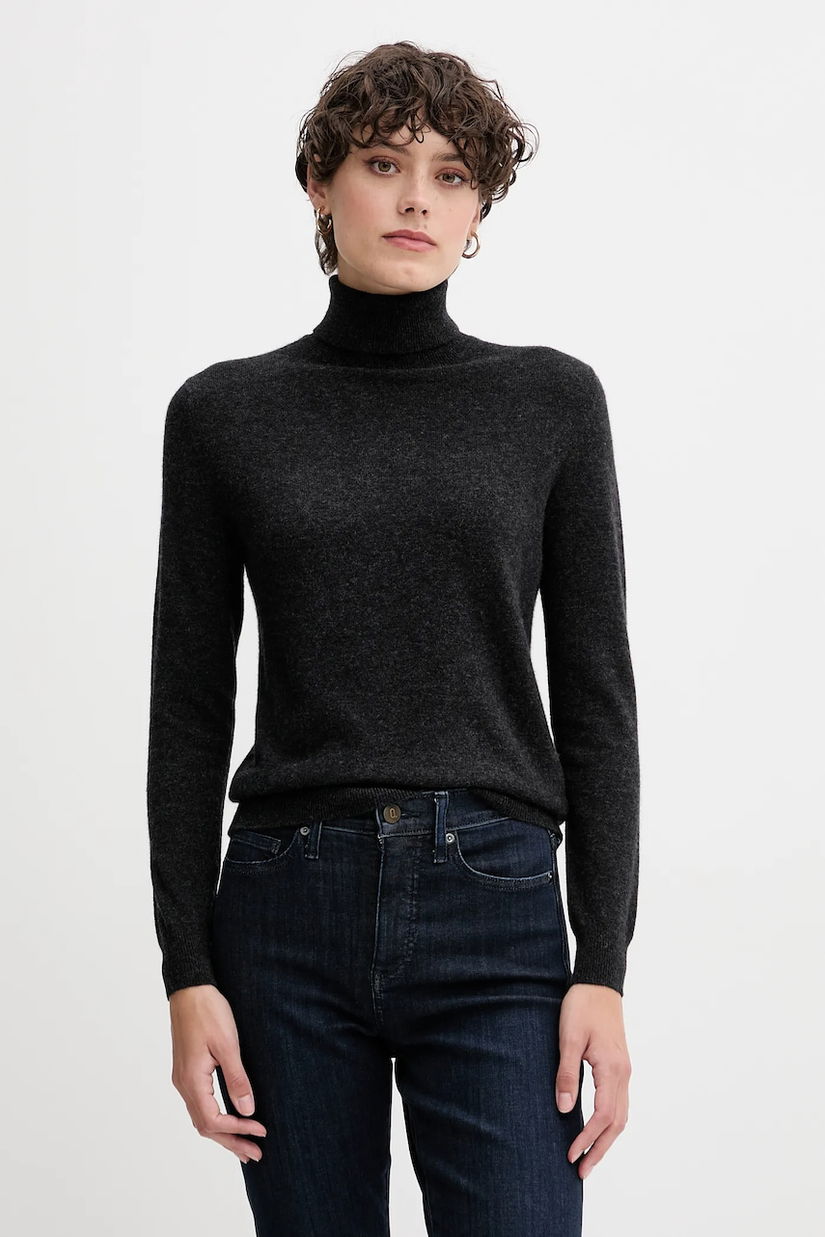 United Colors of Benetton pulover de lână culoarea gri, cu guler, 1002D2348