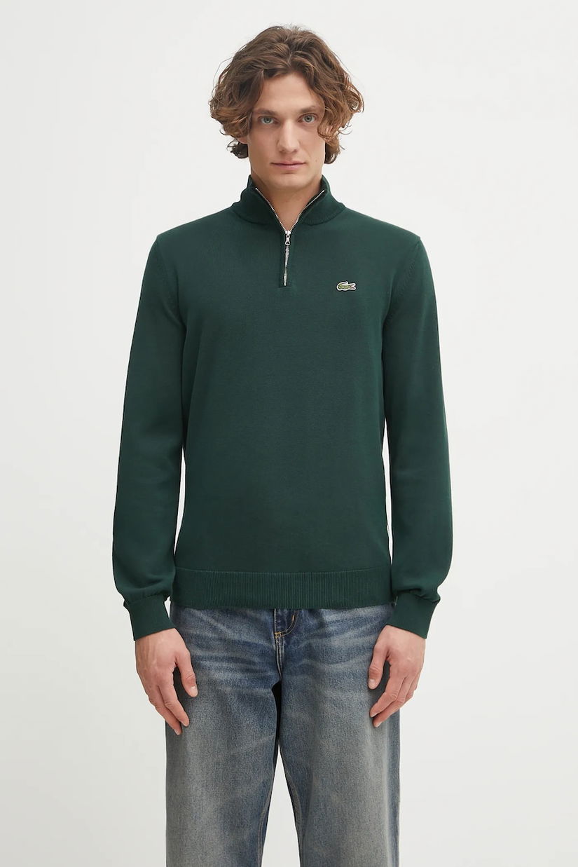 Lacoste pulover culoarea negru, cu turtleneck