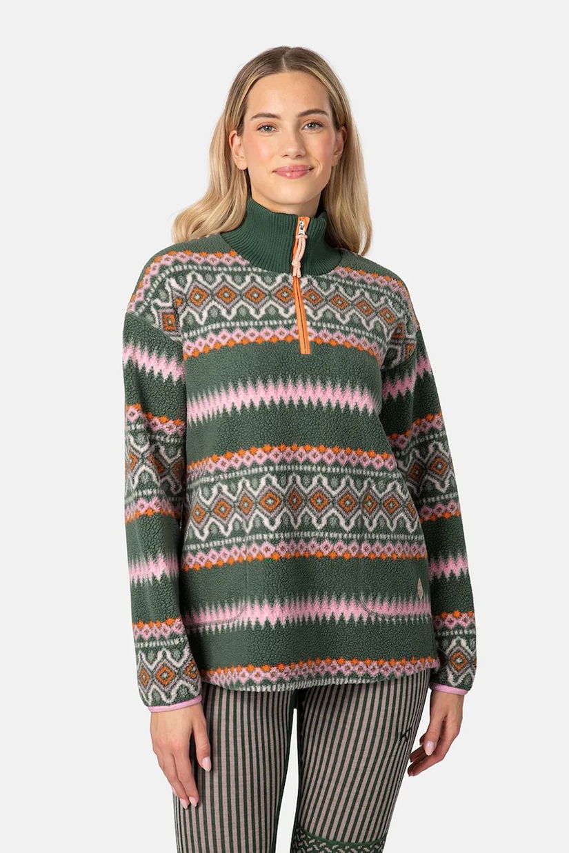 Kari Traa hanorac RUTHIE culoarea verde, cu imprimeu, 623610