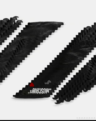 Moschino mănuși de piele culoarea negru, M3355 65458