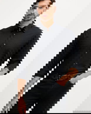 BOSS Orange cămașă culoarea negru, cu guler clasic, regular, 50548959