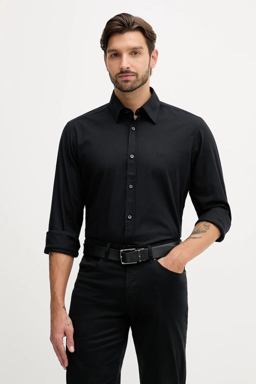 BOSS Orange cămașă culoarea negru, cu guler clasic, regular, 50548959
