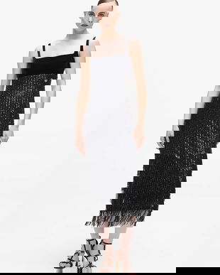 Karl Lagerfeld rochie culoarea negru, midi, drept, A4W13043