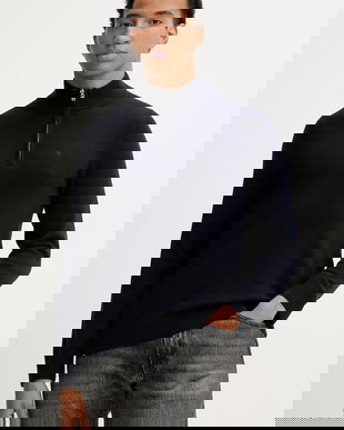 Abercrombie & Fitch pulover din amestec de lână culoarea bleumarin, light, cu turtleneck, KI120-5139-200