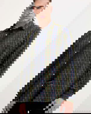 Barbour cămașă din bumbac KENTON culoarea bleumarin, cu guler clasic, regular, MSH5689