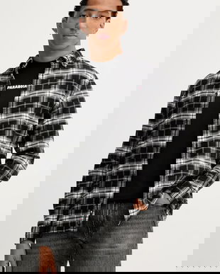 Tommy Jeans cămașă din bumbac culoarea negru, cu guler button-down, regular, DM0DM22024