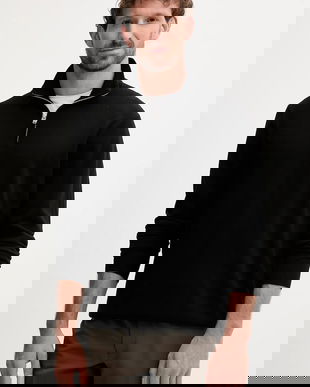 Lindbergh pulover de lână culoarea negru, light, cu guler, 30-842126