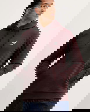 adidas Originals bluză Essentials culoarea maro, cu glugă, uni, HY2083