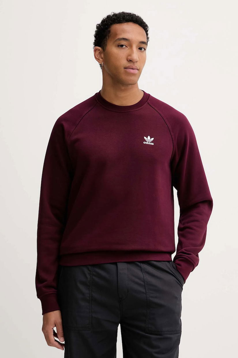 adidas Originals bluză Essentials culoarea bordo, uni, HY2082