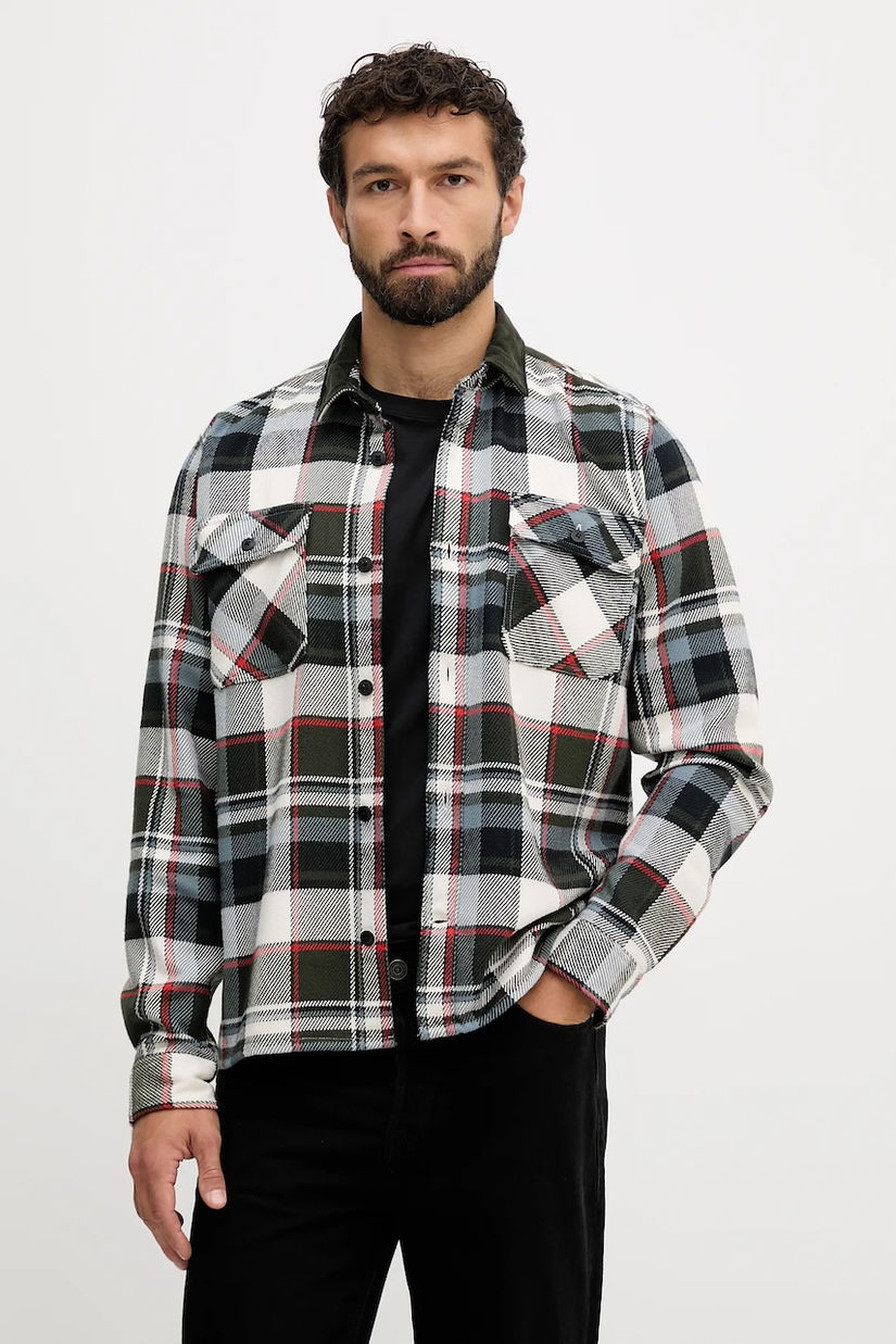 Barbour cămașă din bumbac GRASMOOR culoarea verde, cu guler clasic, relaxed, MSH5646