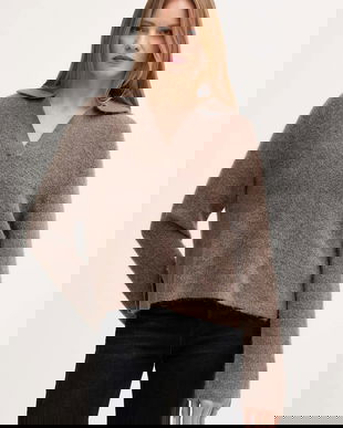 Mos Mosh pulover din amestec de lână THORA culoarea maro, 173070