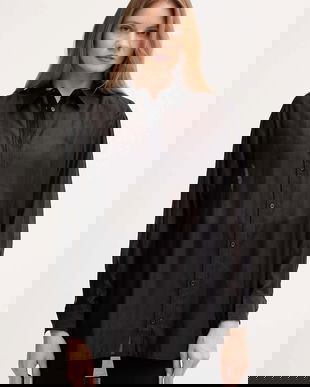 Mos Mosh cămașă DANIKA culoarea negru, cu guler clasic, relaxed, 173450