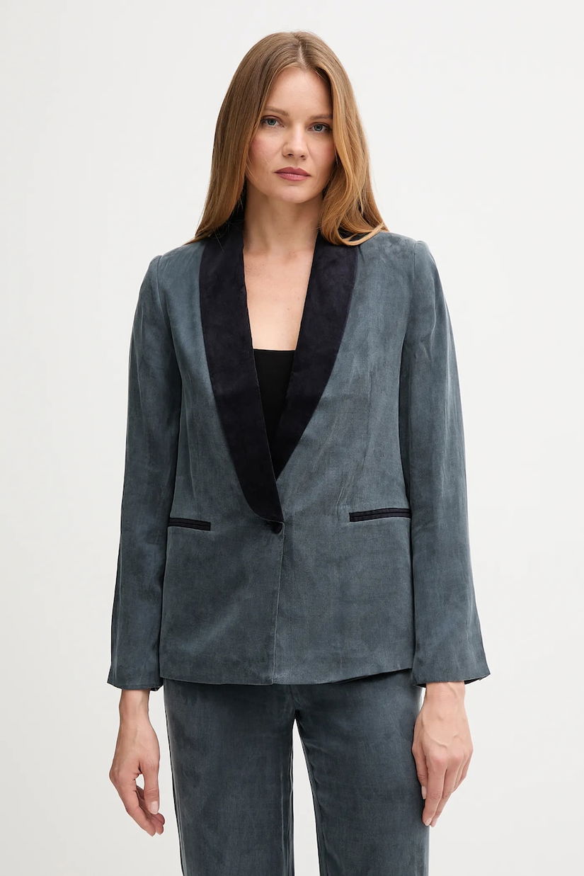 Hoss Intropia sacou culoarea bleumarin, un singur rând de nasturi, uni, 5472061