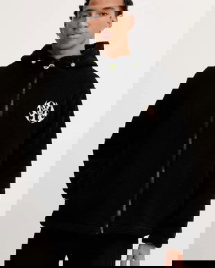 Barrow hanorac fleece culoarea negru, cu glugă, cu imprimeu, F5BWUAJK034