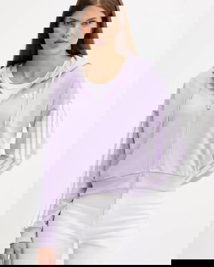 adidas bluză Essentials culoarea violet, cu glugă, cu imprimeu, JY3135