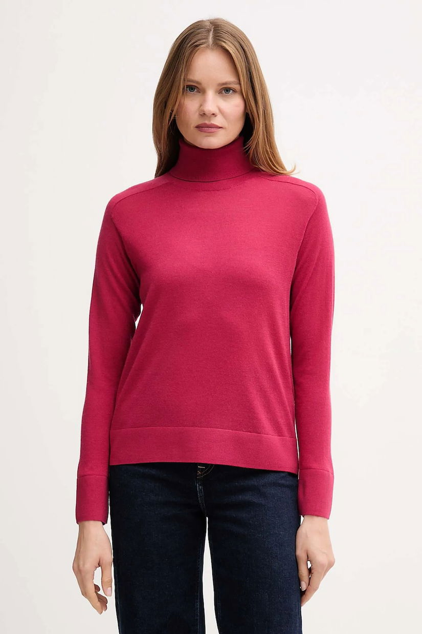 United Colors of Benetton pulover de lână culoarea roz, light, cu guler, 11AHD203Y