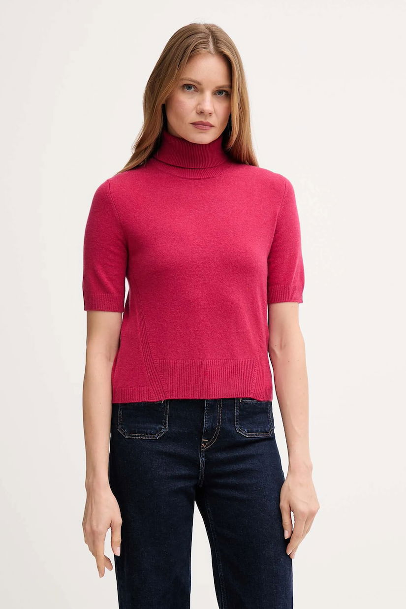 United Colors of Benetton pulover de lână pentru copii culoarea roz, light, cu guler, 102HD203X