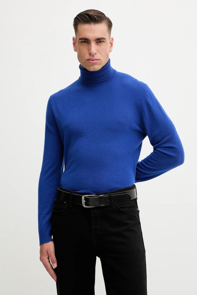United Colors of Benetton pulover de lână culoarea maro, light, cu guler, 1002U2180